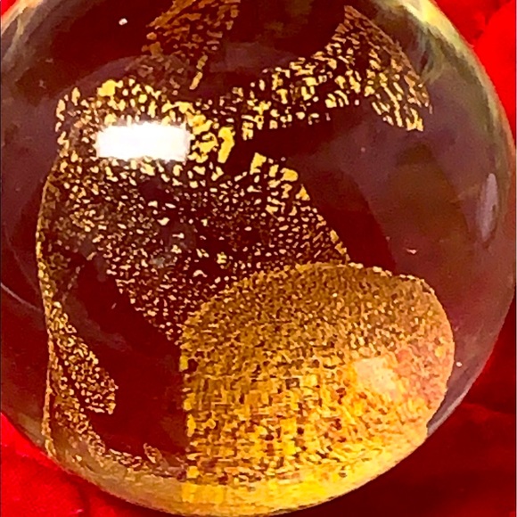 SEE VIDEO! VERY RARE Vintage Eickholt 24k Gold Flake Blown Glass Paperweight - Picture 4 of 10